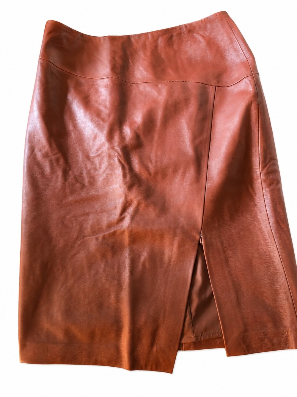 White House Black Market Rust Brown Leather Pencil Skirt
